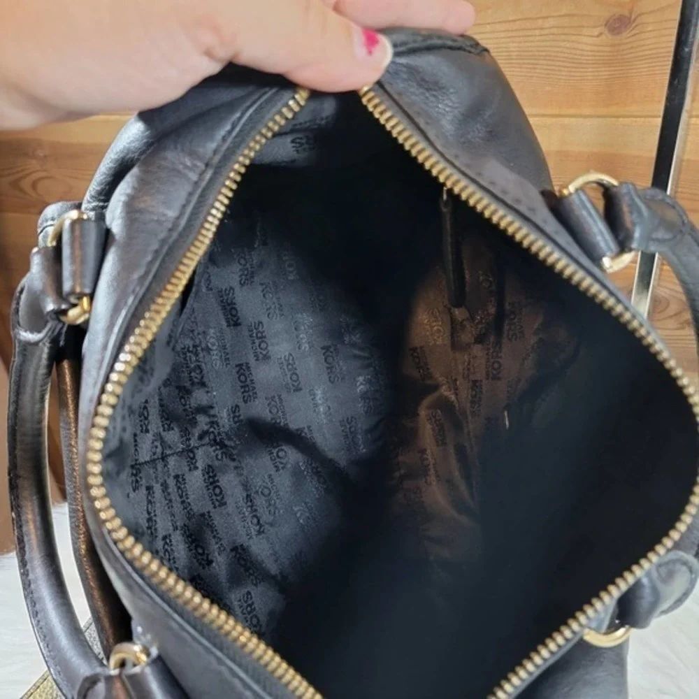 Michael Kors Black Pebbled Leather Margo Satchel